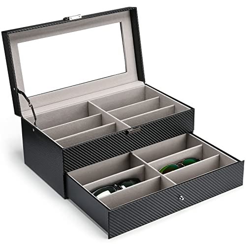 ProCase Organizer na okulary przeciwsłoneczne dla taty, prezent na Dzień Ojca od syna córki - organizer na wiele okularów, etui na okulary, 12 przegródek, skórzane pudełko do przechowywania okularów