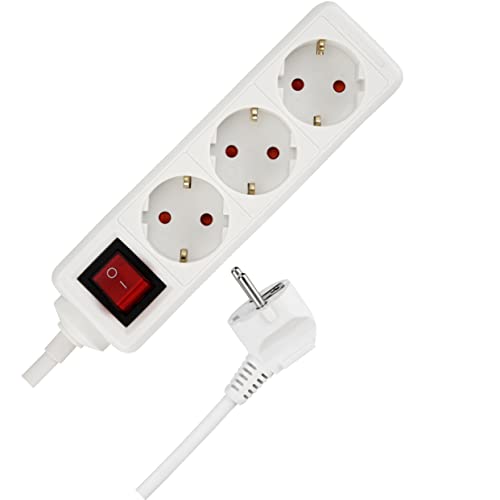 REV Socket line 3-fold 1,4 m white with switch 512351555