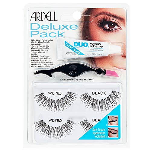 Ardell SET Deluxe Pack Wispies para sztucznych rzęs Black + Lash Adhesive klej do rzęs 2,5g + Lash Applicator aplikator do rzęs ponad 3000 punktów 074764689474