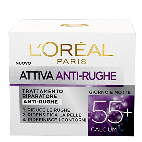L'Oréal Paris Aktywny przeciwzmarszczkowy 55+ krem do twarzy kobiety przeciwzmarszczkowy naprawa dzień i noc z wapniem, 50 ml