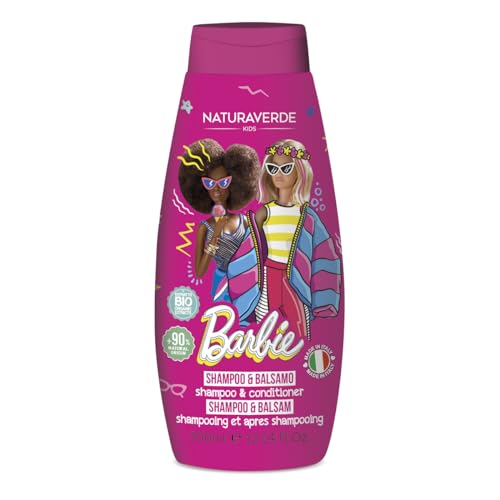Naturaverde | Kids Mattel Barbie - szampon i odżywka dla dzieci, produkty higieniczne dla dzieci, z ekstraktem z zielonej herbaty BIO, 300 ml