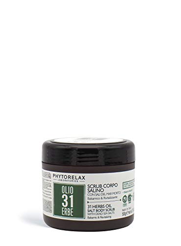 PhytorelaxLaboratories Olej 31 Zioła wegańskie i organiczne - peeling do ciała soli fizjologicznej - Balsamiczny I Rewitalizujący - 500 ml