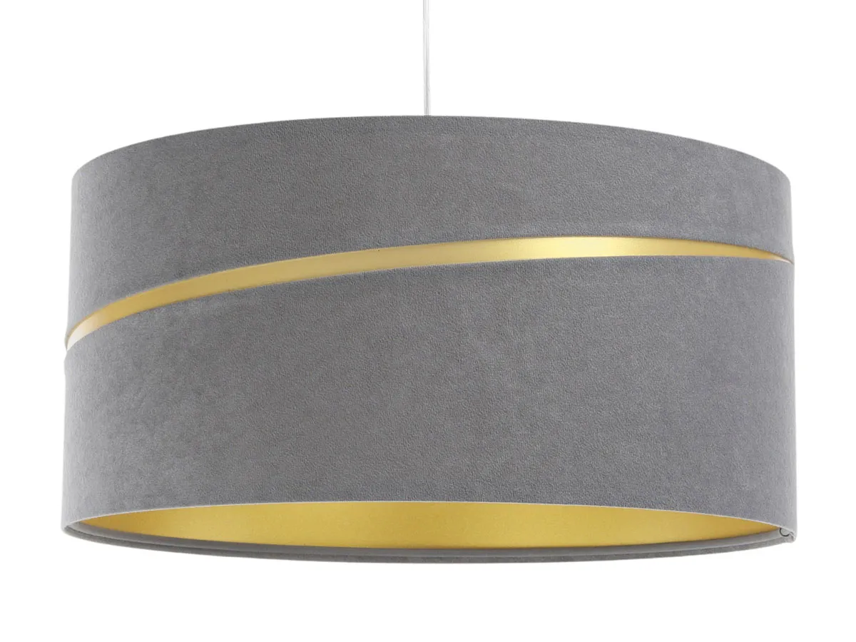 Szara lampa wisząca z welurowym kloszem - A338 K5-C83
