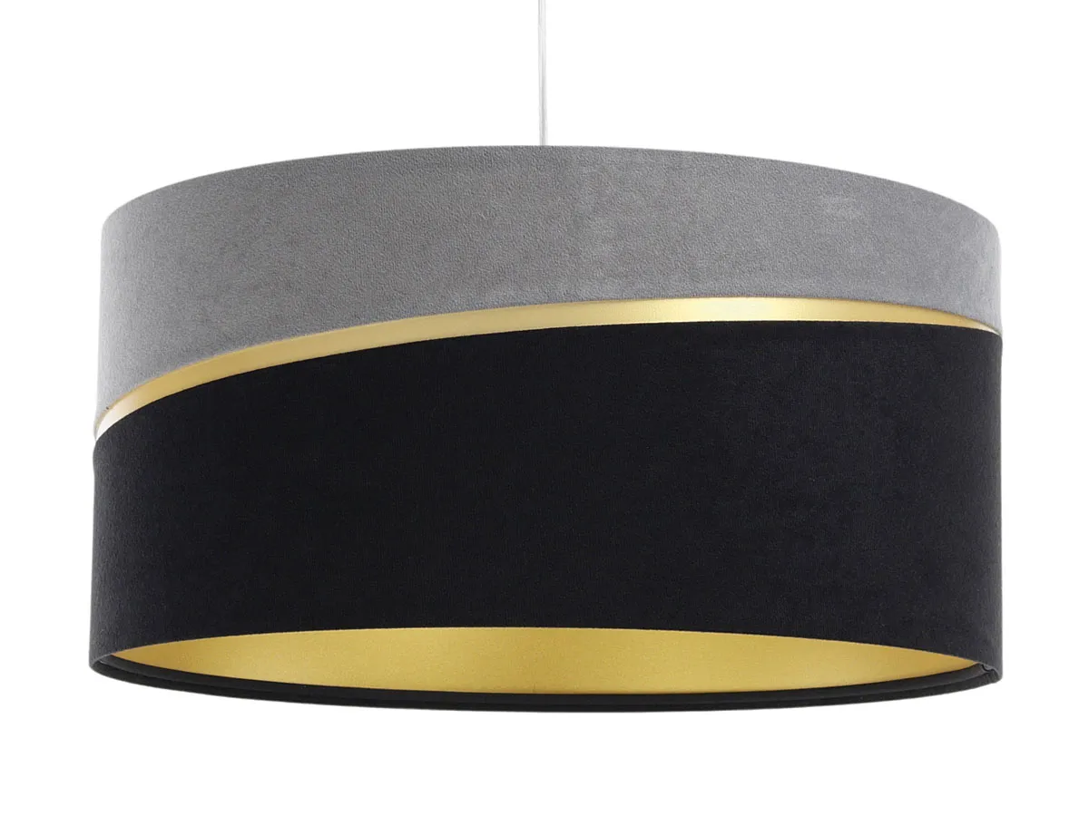 Szaro-czarna lampa wisząca z welurowym abażurem - A338 A8-D87
