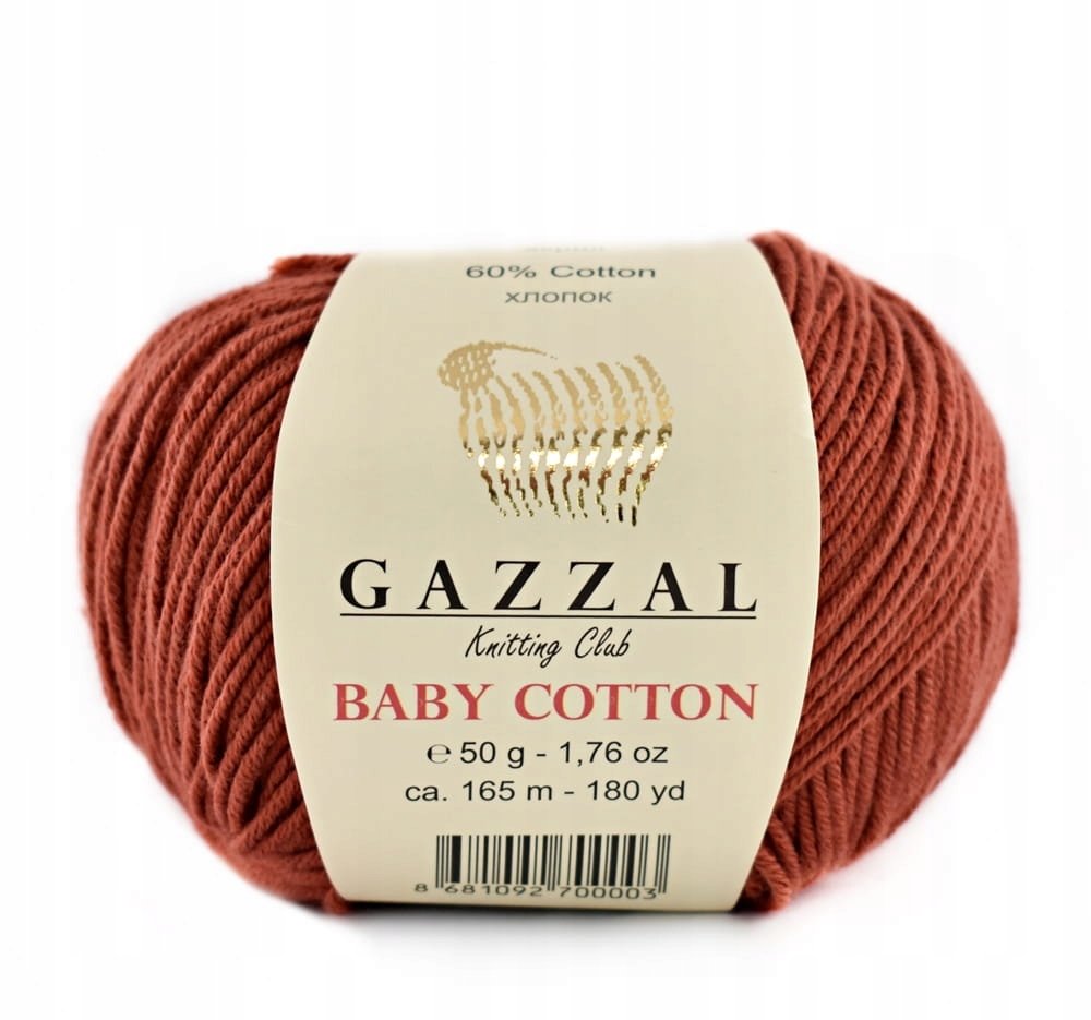 Włóczka Gazzal Baby Cotton 3453 50g palona cegła