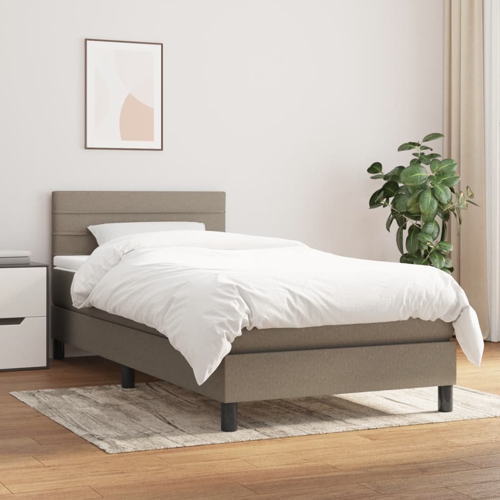 vidaXL Łóżko kontynentalne z materacem, taupe, tkanina, 80x200 cm