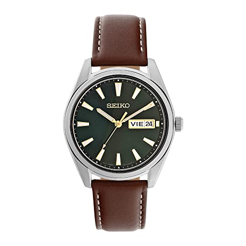 Seiko SUR455P1 damski analogowy zegarek kwarcowy ze skórzanym paskiem, srebrny, Ø 40 x 8 mm, pasek, Srebrny, Ø 40 x 8 mm, Pasek