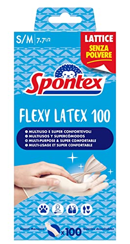 Rękawice lateksowe Flexy Latex x 100 Mapa Spontex, rękawiczki lateksowe, jednorazowe, 100 sztuk, rozmiar S/M