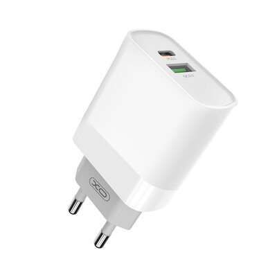 XO Ładowarka sieciowa L64 biała 2USB QC3.0/ typ-C PD