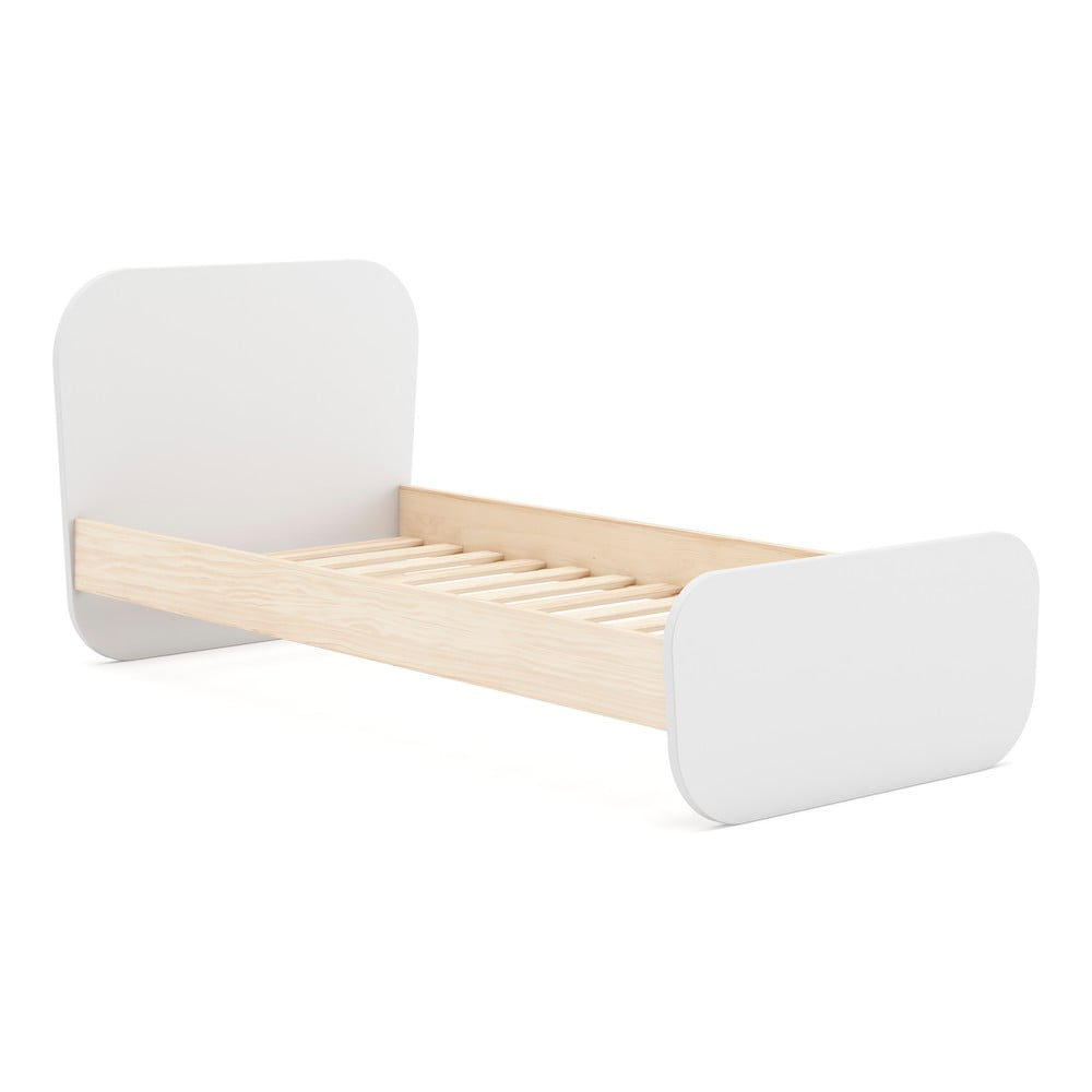 Białe łóżko dziecięce w dekorze sosny ze stelażem 90x190 cm Esteban – Marckeric