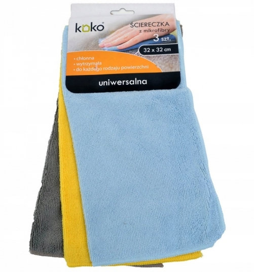 KOKO - Ścierka mikrofibra uniwersalna - 32x32 cm - 3 szt.