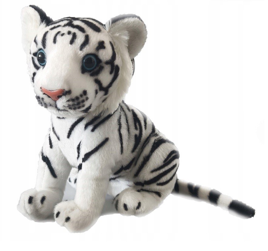 Maskotka pluszak tygrys biały kot jak żywy duży markowy 26 cm