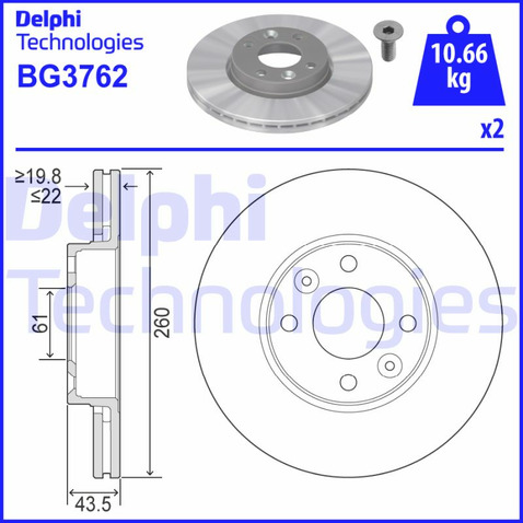Tarcza hamulcowa DELPHI BG3762