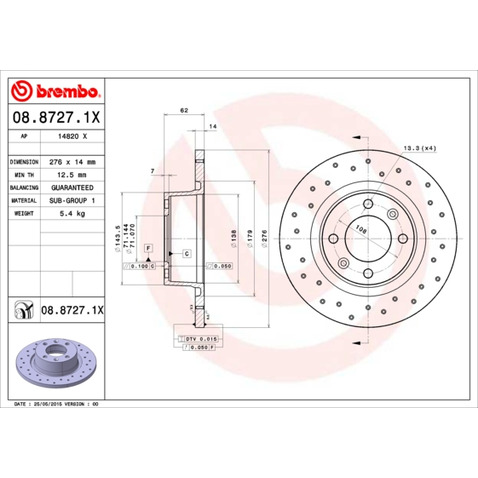 Tarcza hamulcowa BREMBO 08.8727.1X