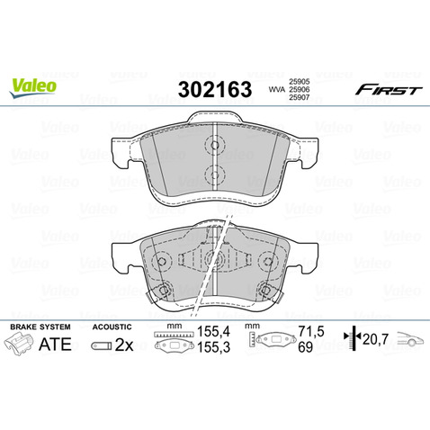 Klocki hamulcowe - komplet VALEO 302163