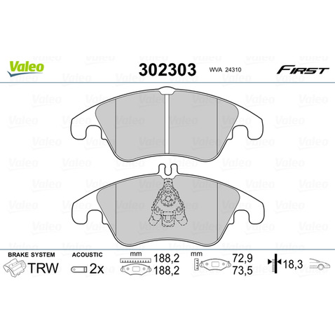 Klocki hamulcowe - komplet VALEO 302303