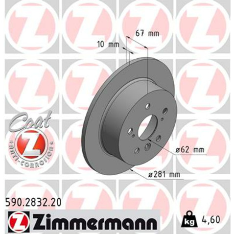Tarcza hamulcowa ZIMMERMANN 590.2832.20