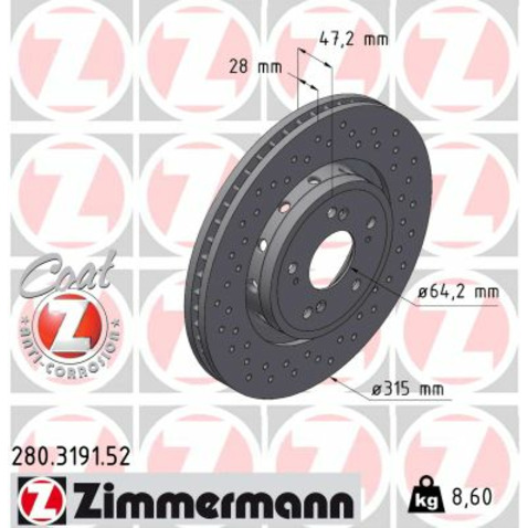 Tarcza hamulcowa ZIMMERMANN 280.3191.52