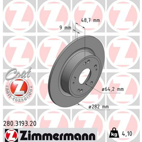 Tarcza hamulcowa ZIMMERMANN 280.3193.20