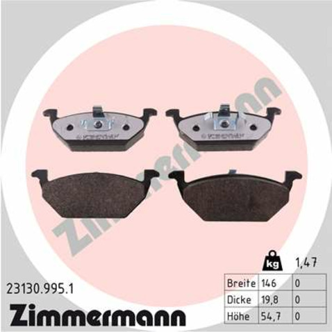 Klocki hamulcowe - komplet ZIMMERMANN 23130.995.1