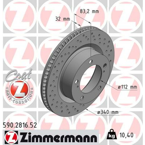Tarcza hamulcowa ZIMMERMANN 590.2816.52
