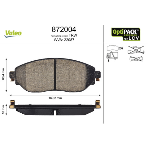 Klocki hamulcowe - komplet VALEO 872004