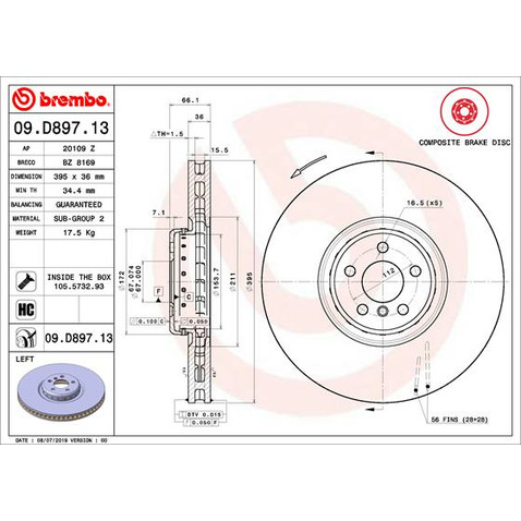 Tarcza hamulcowa BREMBO 09.D897.13