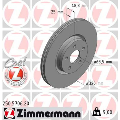 Tarcza hamulcowa ZIMMERMANN 250.5706.20