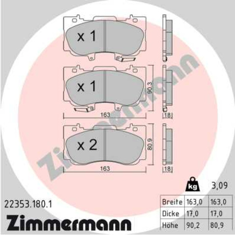 Klocki hamulcowe - komplet ZIMMERMANN 22353.180.1