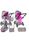 Wózek dla lalek spacerówka 2w1 różowy
