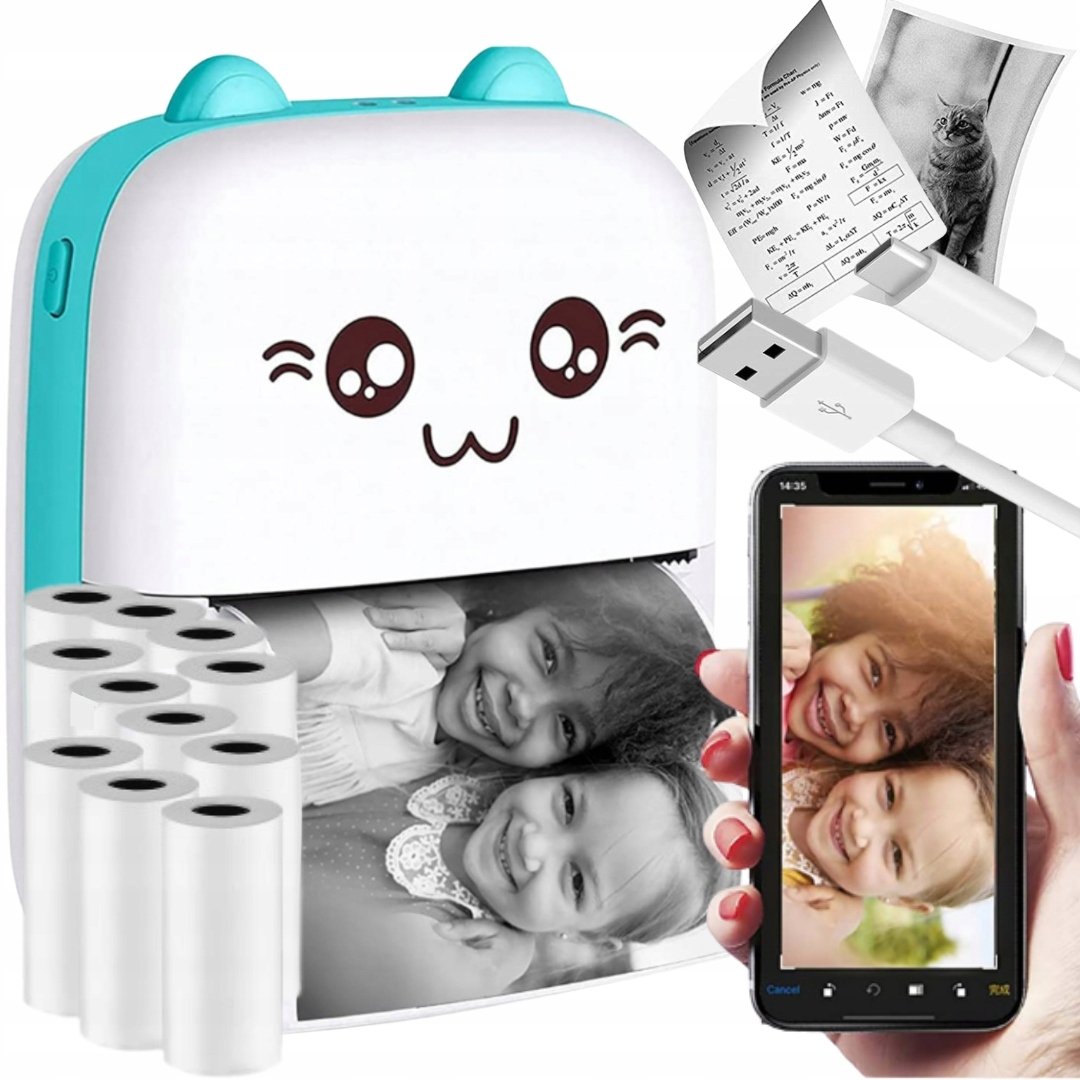 Drukuś Mini Drukarka Termiczna Przenośna +11 Rolek