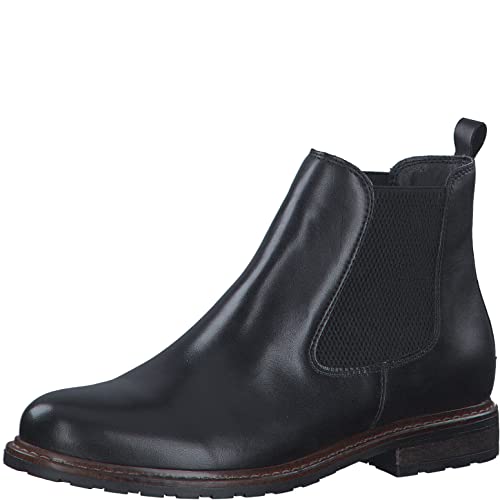 Tamaris Damskie botki Chelsea, damskie botki, Czarny Black Leather 003, 37 EU
