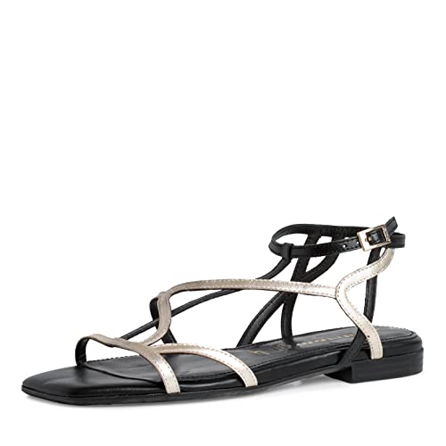 Sandały damskie Tamaris, Damskie sandały z paskami, TOUCHit, Czarny Czarny Czarny Lt Gold, 38 EU