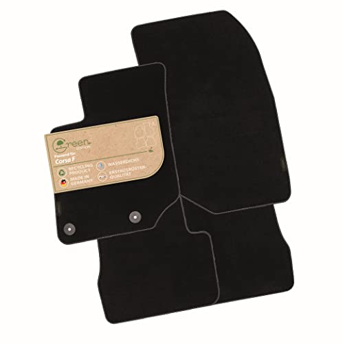 MAT10 Green Edition dywaniki samochodowe do Opel Corsa F (od roku produkcji 11/2019) | trwały welur | zestaw dywaników samochodowych, 4-częściowy, Made in Germany, jakość oryginalnego wyposażenia