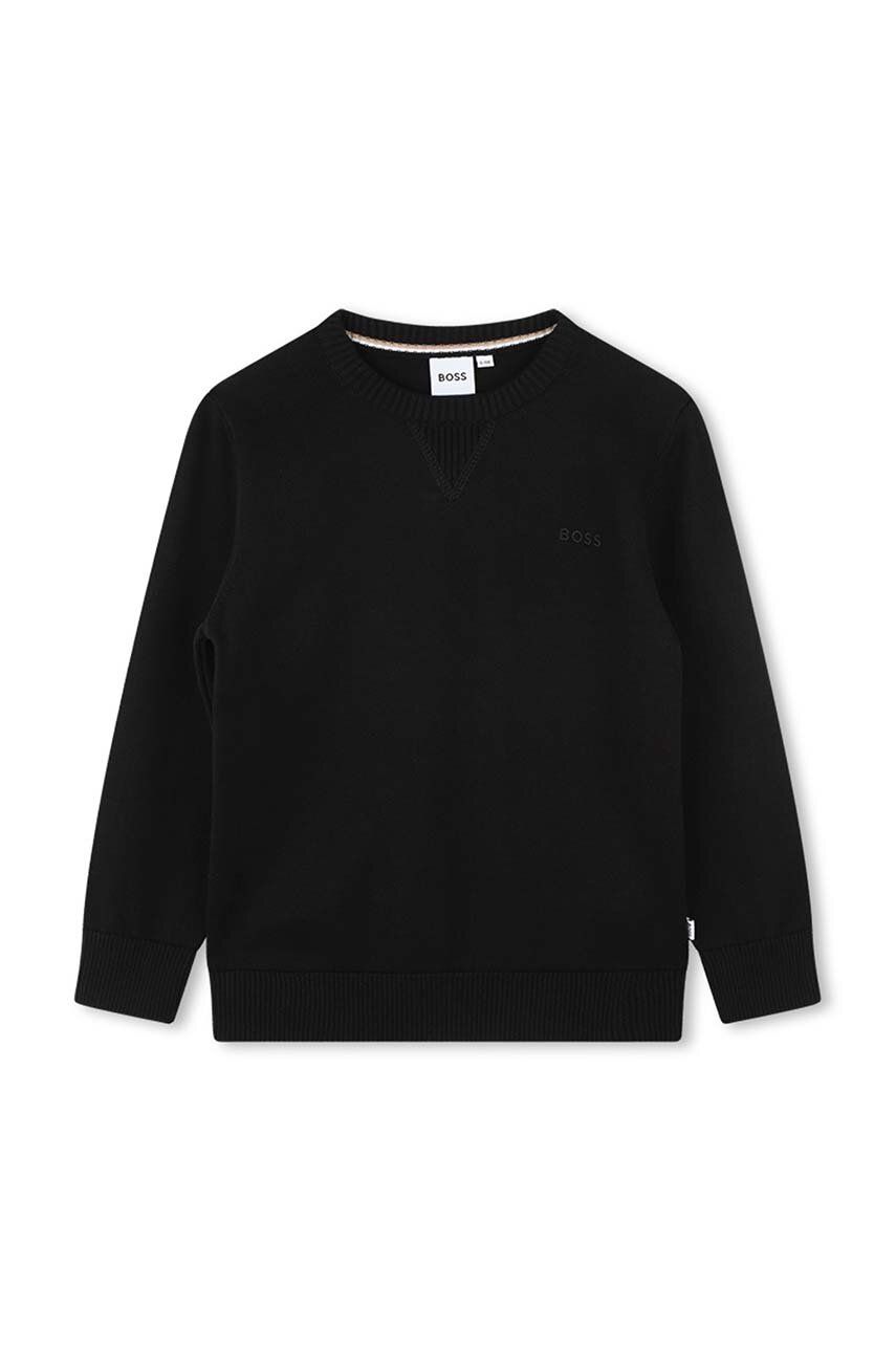 BOSS sweter bawełniany dziecięcy kolor czarny lekki - Boss