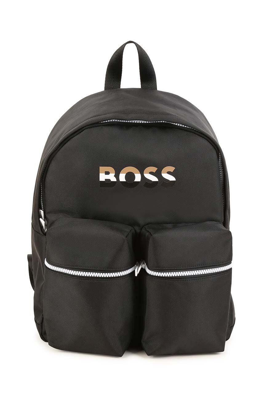 BOSS plecak dziecięcy kolor czarny duży z nadrukiem - Boss