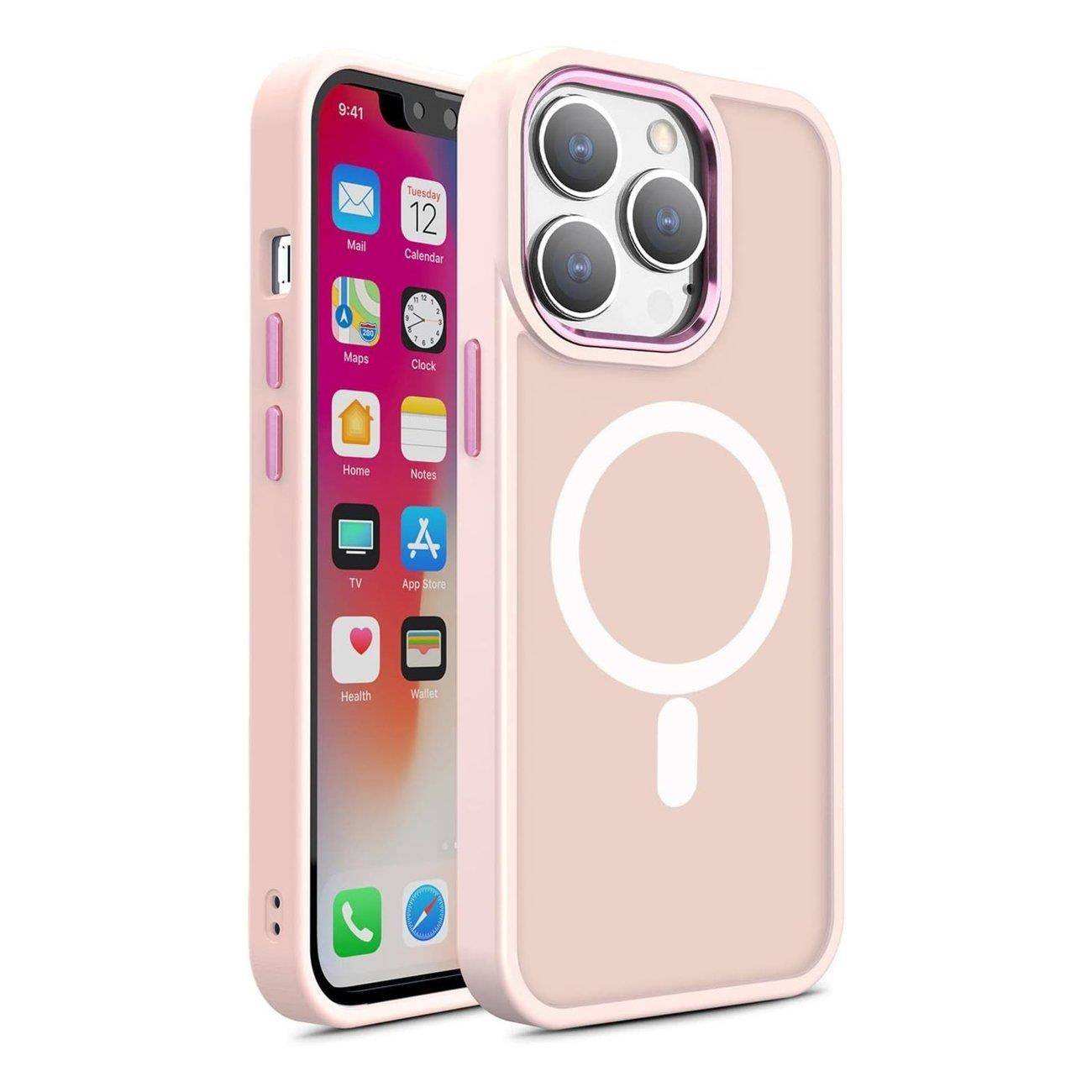 Pancerne magnetyczne etui iPhone 14 Plus MagSafe Color Matte Case - różowe