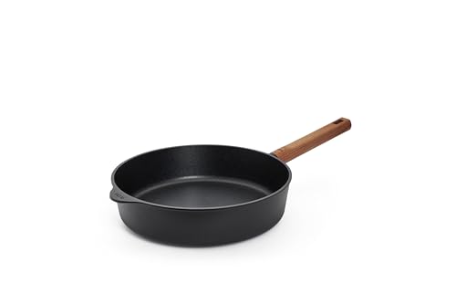 Woll Diamond QXR Eco Logic żeliwna patelnia z wysoką krawędzią – indukcyjna, Ø 28 cm, wysokość 7 cm, z trwałym, wytrzymałym drewnianym trzonkiem – nadaje się do wszystkich rodzajów kuchenek, nie