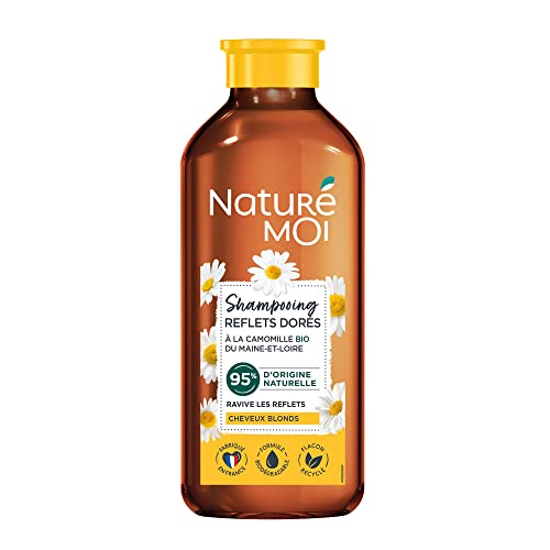 Naturé Moi Szampon Reflets Gold - Pielęgnacja włosów blond - Szampon bez siarczanów - Reavive reflex - Organiczny rumianek - 95% naturalnego pochodzenia - 250 ml - Wyprodukowano we Francji