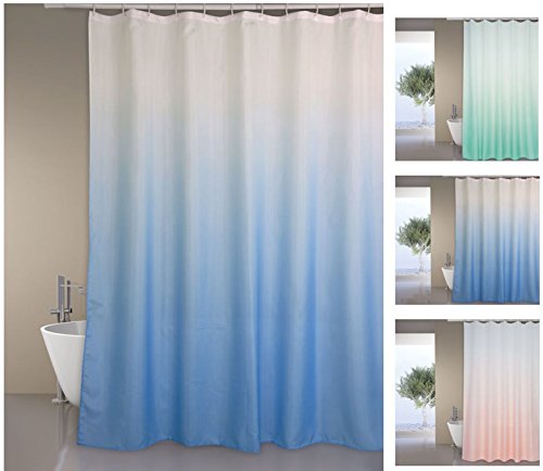 MSV Poliester Zasłona prysznicowa Sugar 180x200Cm Pastelowa niebieska - Pierścienie w zestawie
