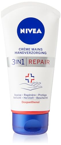 NIVEA 3 w 1 Repair Bardzo sucha i szorstka skóra (1 x 75 ml), nawilżająca pielęgnacja rąk Bogata i nietłusta formuła, regenerujący krem nawilżający z dekspantenolem