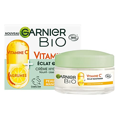 Garnier - Organiczny krem nawilżający - codzienne nawilżanie i blask - wzbogacony o witaminę C i owoce cytrusowe - Dla skóry suchej i matowej - 50 ml