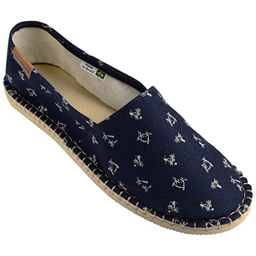 Havaianas Sandały unisex Origine IV z nadrukiem espadryle na koturnie, granatowy, 12 UK Narrow