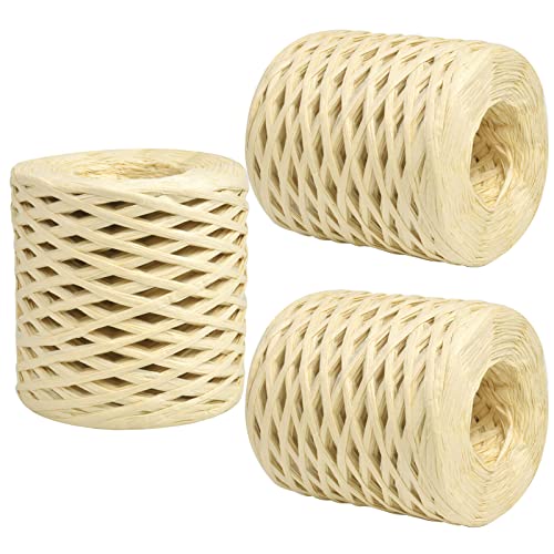 3 rolki taśmy papierowej Raffia, 200 m, sznurek do pakowania prezentów, do pakowania prezentów, do pakowania prezentów, zrób to sam
