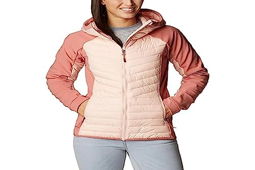 Columbia Damska kurtka puchowa Powder Lite Hybrid z kapturem, ciemny kamień, Aqua Haze, M