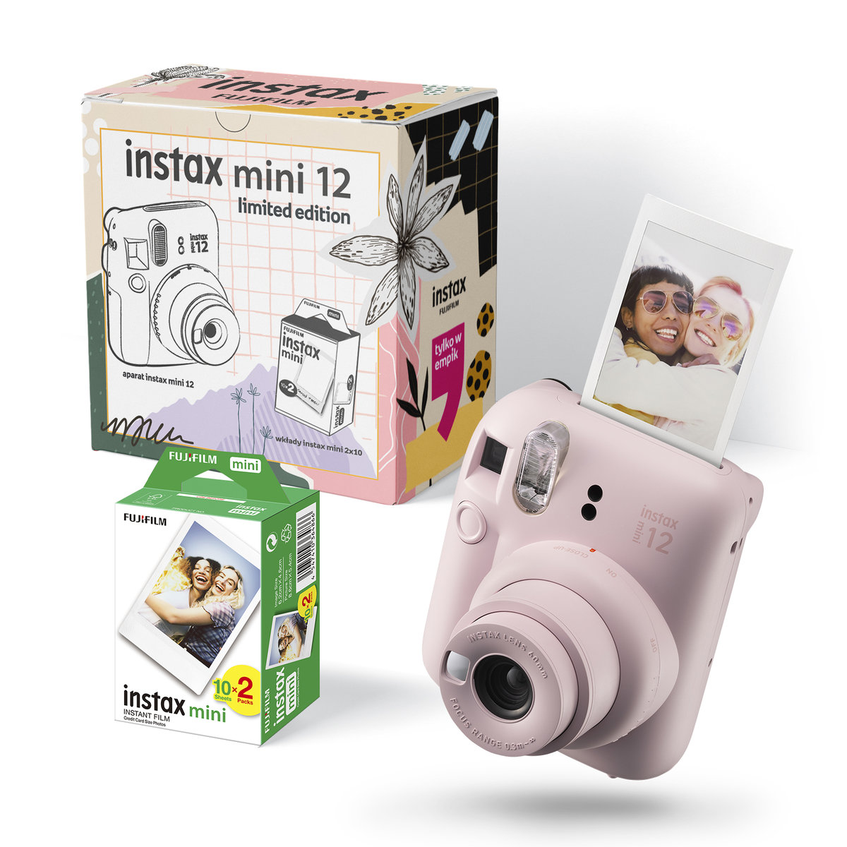 Fujifilm Instax Mini 12 (różowy) zestaw