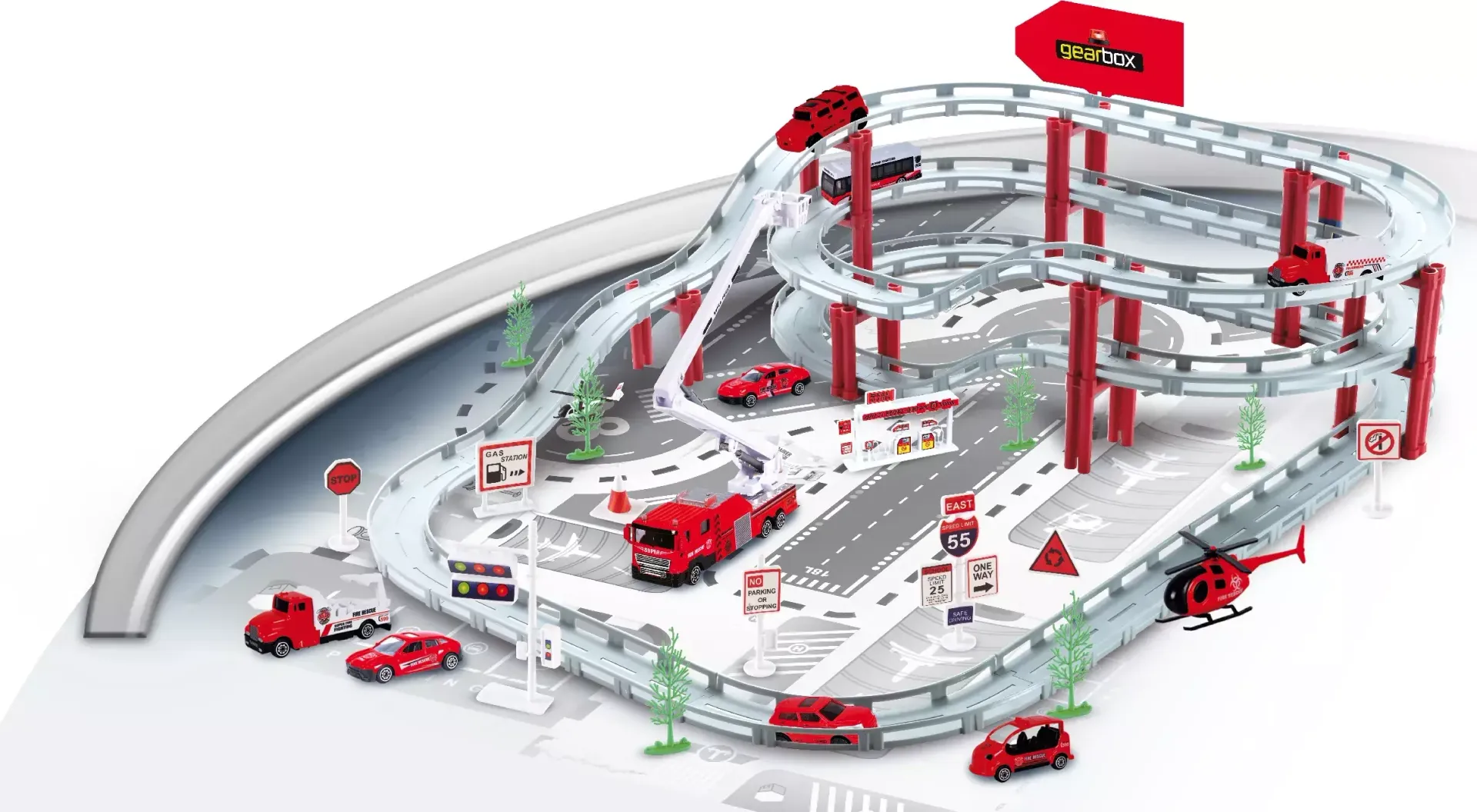 Tor samochodowy dla autek zestaw GEARBOX 68el