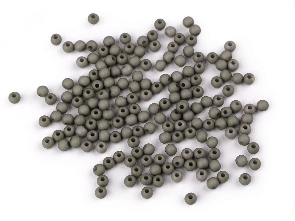 Koraliki Plastikowe Color Szary Mat 4Mm 100Szt