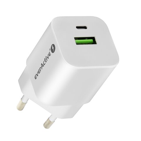 Ładowarka sieciowa everActive GaN SC-390Q z gniazdem USB QC3.0 oraz USB-C PD PPS 30W