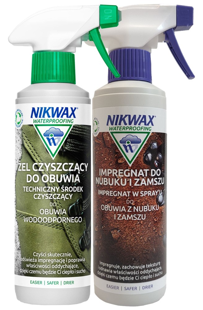 Zestaw do impregnacji i czyszczenia obuwia z nubuku i zamszu Nikwax 2 x 300 ml